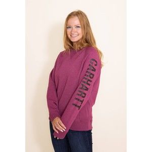 Carhartt Midweight Logo Sleeve Graphic Sweatshirt Womens 2X Beet Red Relaxed Fit